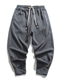 Men's Stylish Striped Drawstring Thickened Woolen Casual Pants