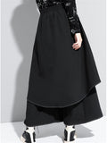 Fashion Women's Street Casual Black Patchwork Wide Leg Flared Pants