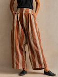 Womens Holiday Style Striped Wide Leg Pants with Pockets