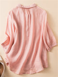 Women's Summer Casual Solid Color Embroidery Half Sleeve Shirt