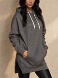 Women Casual Oversized Hoodie Long Tunic Sweatshirt with Side Slits