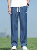 Men's Summer Cool Blue Solid Color Straight Jeans