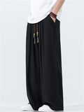 Men's Summer Cool Casual Solid Color Wrinkled Drape Wide Leg Pants