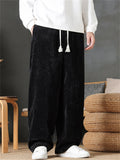 Autumn Simple C‌asual Comfy Loose Fit Straight Leg Pants for Men with Elastic Waist