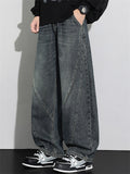 Men's Autumn Fashion Streetwear Loose Straight Fit Denim Scimitar Pants