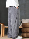 Autumn Simple C‌asual Comfy Loose Fit Straight Leg Pants for Men with Elastic Waist