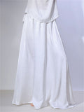 Women's Comfy Solid Color Big Hem A-Line Satin Skirt