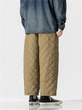 Warm Casual Male Cotton-padded Diamond Pattern Pants