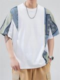 Men's Vintage Patchwork Ethnic Style Printed Half Sleeve Shirts