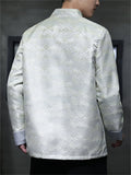 Men's Chinese Style Wavy Pattern Brocade Tangsuit Jacket Mandarin Collar