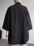 Men's Zen Style Simple Solid Color Pockets Metal Button Cardigan Jackets