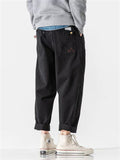 Men's Korean Style Simple Casual Solid Color Straight Leg Cargo Pants