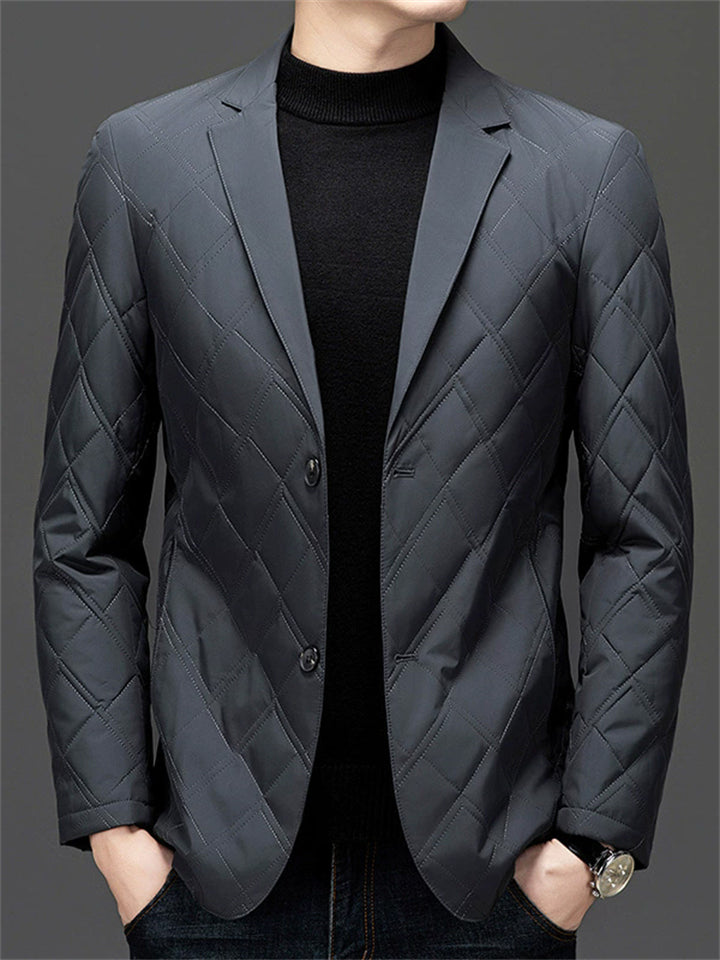 Autumn Retro Middle-aged Men's Thicken Solid Color Lapel Suit Jackets