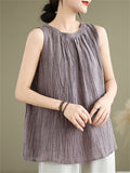 Summer Casual Women's Solid Color Round Neck Sleeveless Shirts