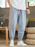 Men's Casual Breathable Linen Blend Loose Cuffed Cropped Pants