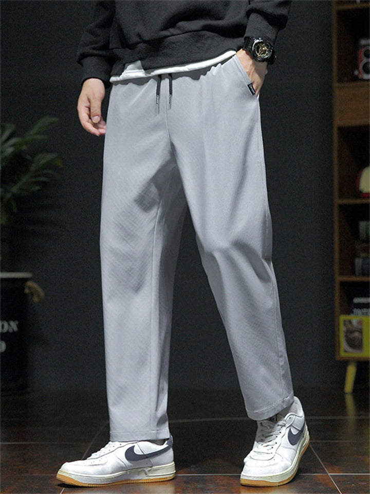 Men's Summer Casual Straight Leg Pants with Elastic Waistband