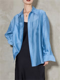 Womens Glossy Sun Protection Oversized Button Down Shirt