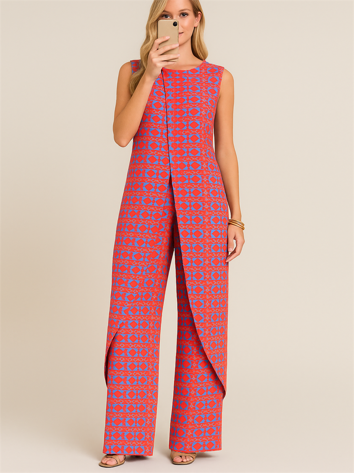 Women's 2Pcs Abstract Printed Comfy Sleeveless Top & Pants Set