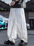 Men's Solid Color Loong Print Cool Drape Wide Leg Harem Pants