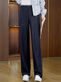 Women's High Waist Drawstring Lightweight Tencel Wide Leg Jeans