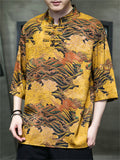 Men's Summer Cool Chinese Style Printed Half Sleeve TangSuit Shirt