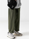 Men's Japanese Style Streetwear Loose Fit Straight Leg Cargo Pants with Pockets