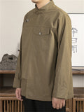 Retro Chinese Style Stand Collar Tang Suit Cargo Shirt for Men