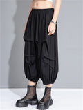 Women's Fashion All Black Wide Leg Capri Pants