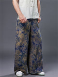 Loose Men's Chinese Style Zhua-Ran Linen Wide Leg Straight Pants