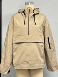 Women's Autumn Casual Solid Color Sporty Hooded Pullover Jackets