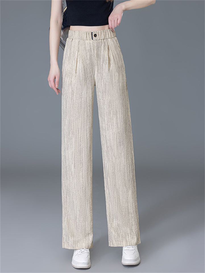 Women's Summer Comfy Breathable High Waist Wide Leg Loose Fit Pants