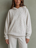 Womens Leopard Leaves Print Oversized Casual Pullover Hoodie