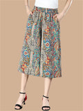 Women's Floral Print Wide Leg Palazzo Pants Elastic Waist Summer Trousers