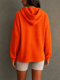Womens Pullover Waffle Knit Hoodie with Pockets