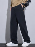 Autumn Casual Elastic Waist Loose Fit Straight Leg Pants for Men Daily Wear