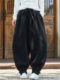 Winter Casual Fleece Elastic Waist Wide Leg Jogger Pants for Men