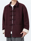Men's Autumn Chinese Style Solid Color Geometric Texture Tangsuit Jackets