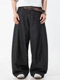 Men's Casual Retro Solid Color Scimitar Wide Leg Jeans
