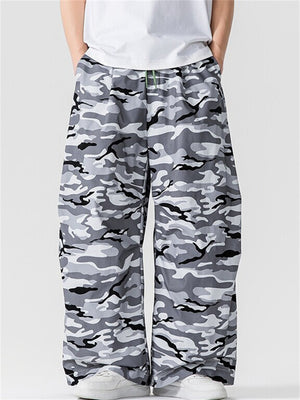 Men's Summer Wide Leg Camouflage Print Cargo Pants