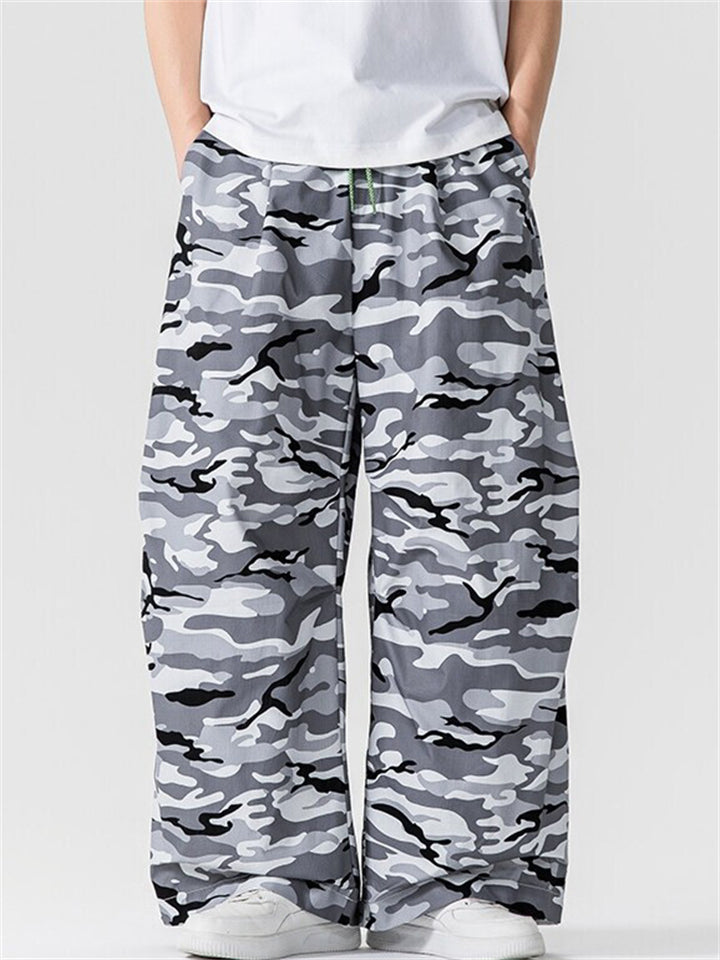 Men's Summer Wide Leg Camouflage Print Cargo Pants