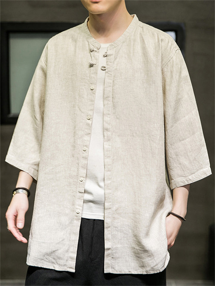 Men's Chinese Zen Style Solid Color Cotton Linen Shirts