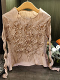 W‌omen's Autumn One Size Textured Ruffled Pleats Long Sleeve Shirts