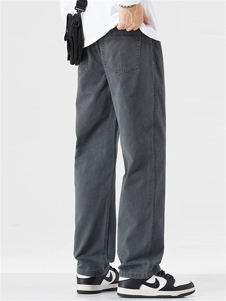‌Men's Loose Fit Thermal Lined Casual Workwear Straight Pants for Autumn Winter