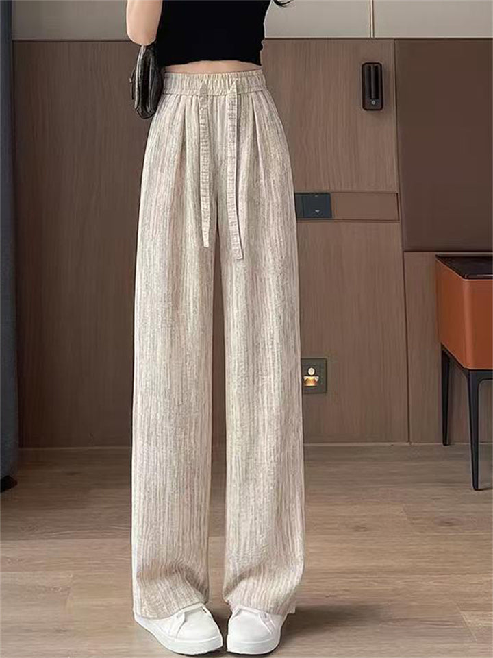 Women's Summer Ice Silk Loose Fit High Waist Drape Wide Leg Pants