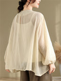 Women's Summer Elegant Loose Lace Patchwork Solid Color Long Sleeve Shirts