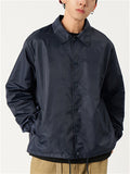 Men's Solid Color Hip-hop Style Button Up Jackets