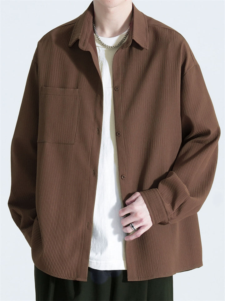 Men's Cool Solid Color Casual Drape Long Sleeve Shirts