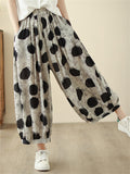 Women's Polka Dots Elastic Waist Pockets Cropped Pants