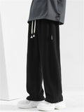 Men's Casual Solid Color Ankle-Tied Straight Wide Leg Pants