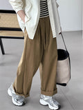 Women's Elastic Waist Wide-Leg Straight Cargo Pants